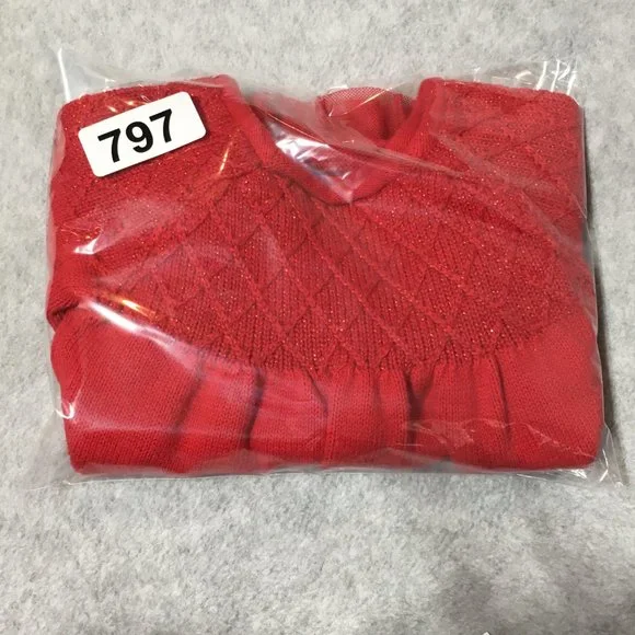 Cat Jack Sweater Dress Infant Girls 6-9m Red Lattice Stitch Knit Long Sleeve - Picture 6 of 6